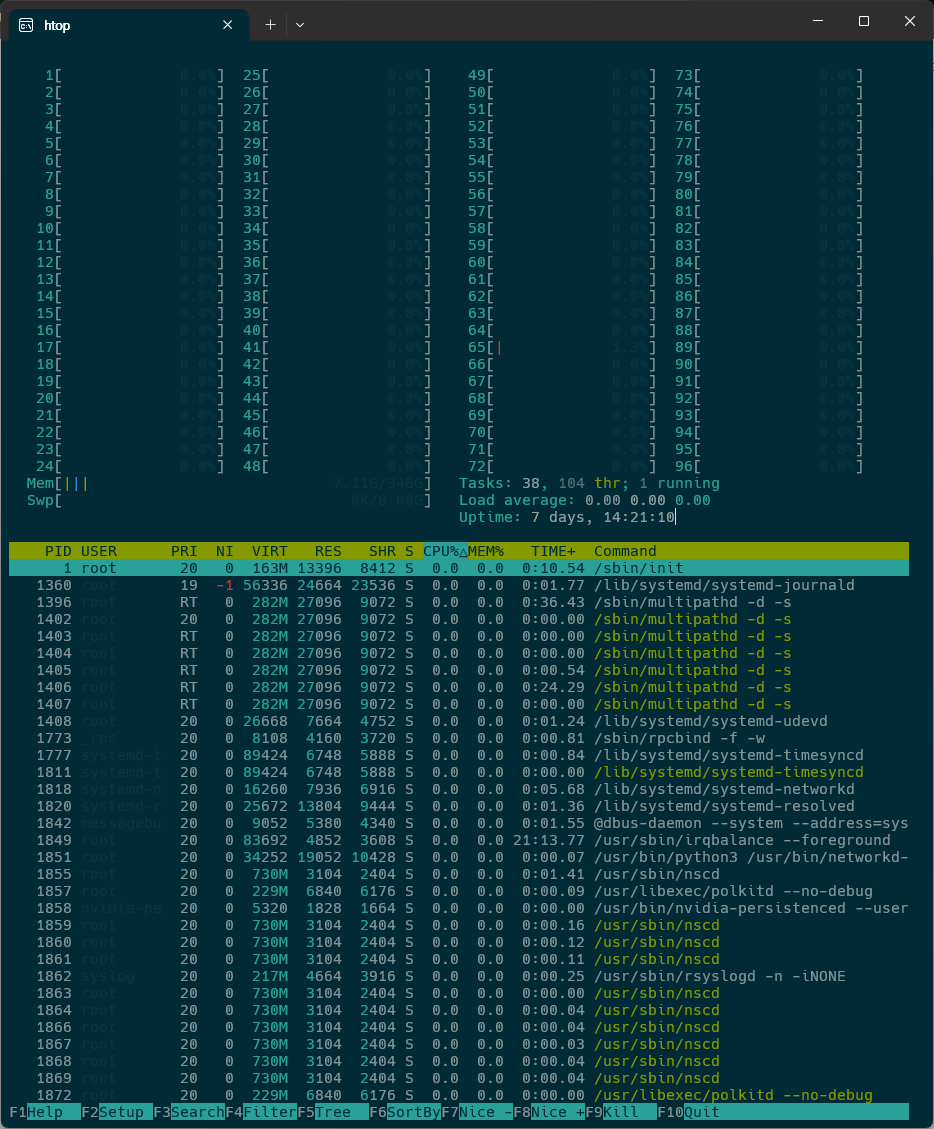 htop 화면