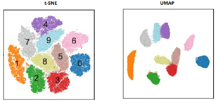 MNIST t-SNE와 UMAP