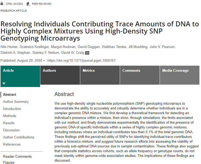 SNP 데이터를 활용한 개인 식별 과정